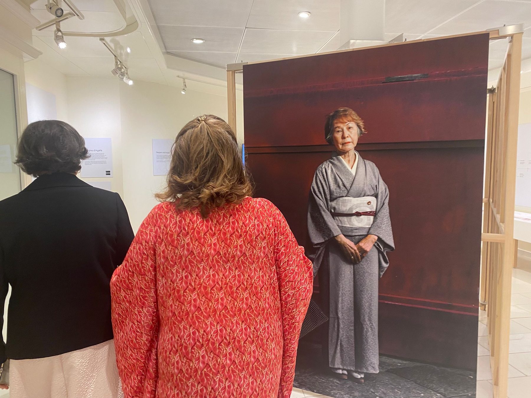Kimono and hibakusha portraits in the Peace Center exhibition
